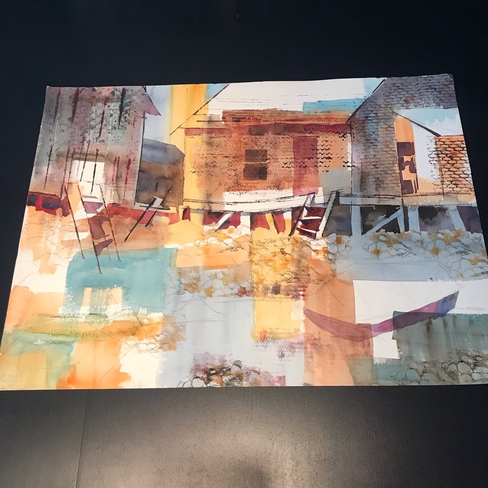 Watercolor Abstract Art Unknown Artist Large